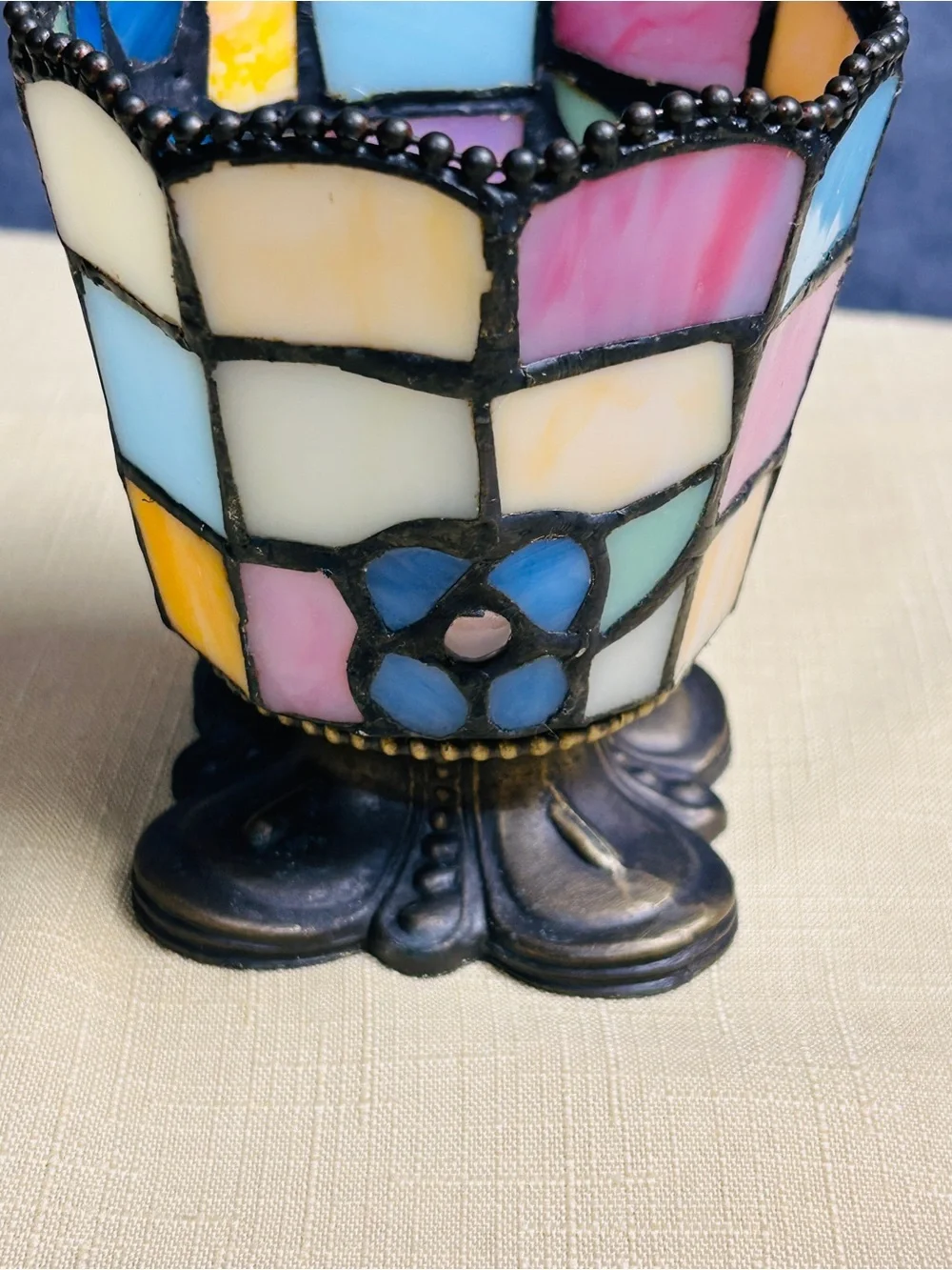 VTG PartyLite Hydrangea Tiffany-Style Stained Glass Whimsy Votive Candle Holder